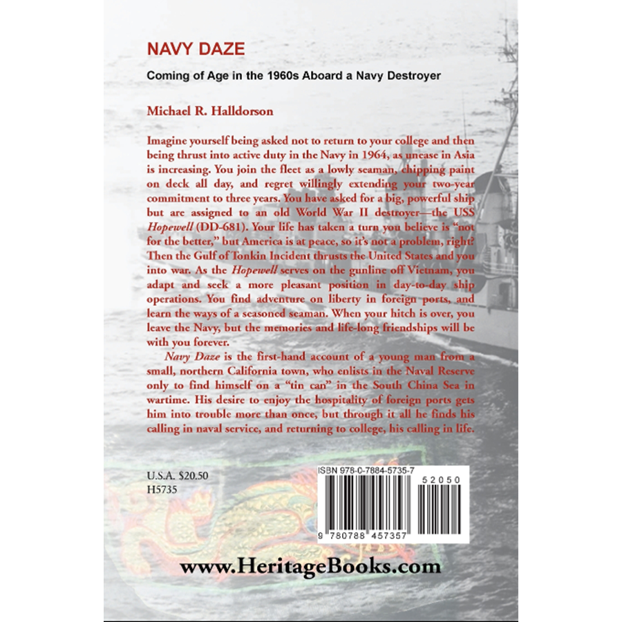 Navy Daze: Coming of Age in the 1960s Aboard a Navy Destroyer back cover