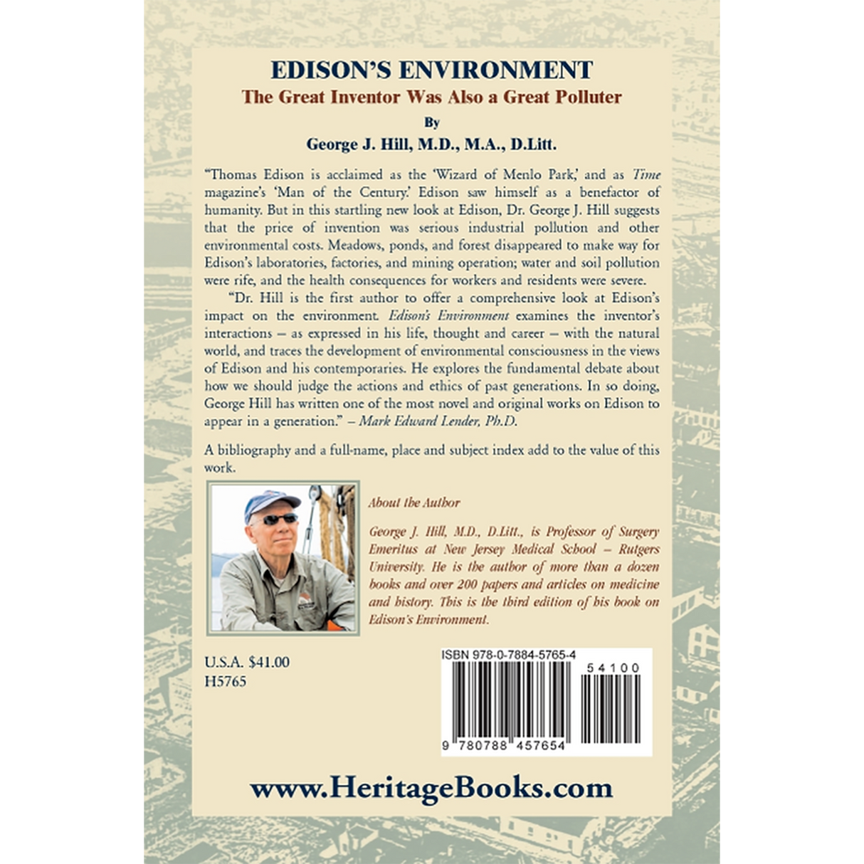Edison's Environment: The Great Inventor Was Also A Great Polluter back cover