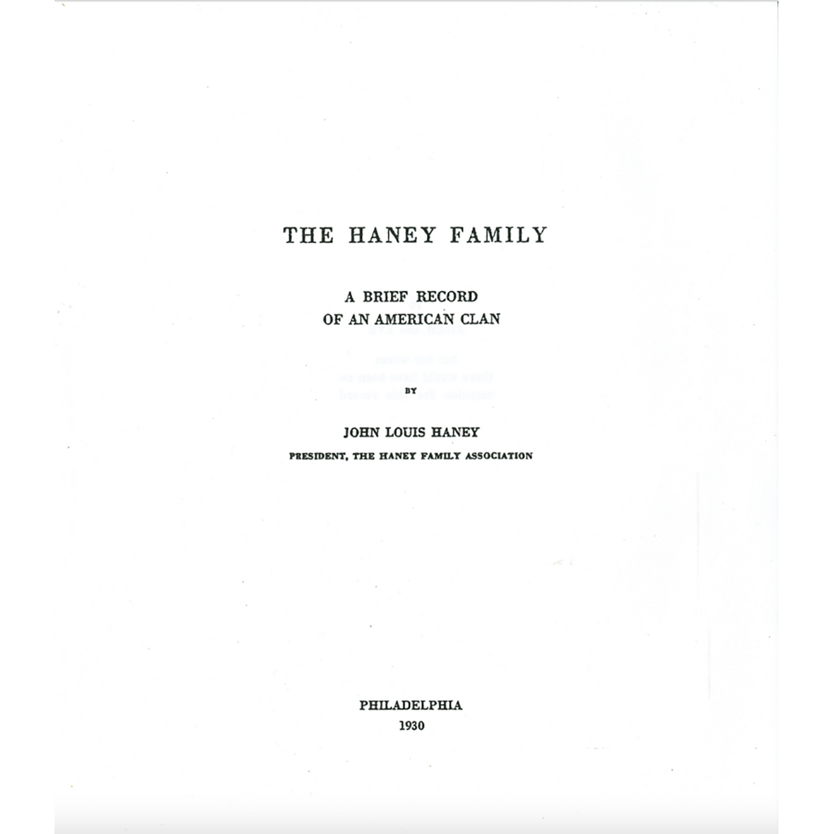 The Haney Family: A Brief Record of an American Clan