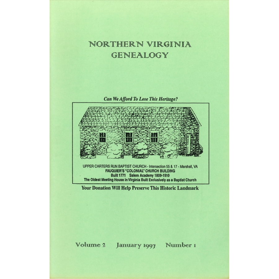 Northern Virginia Genealogy: Volume 2 Number 1, January 1997