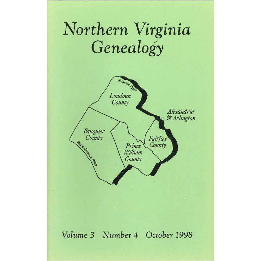 Northern Virginia Genealogy: Volume 3 Number 4, October 1998