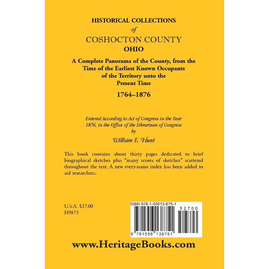 Historical Collections of Coshocton County, Ohio back cover