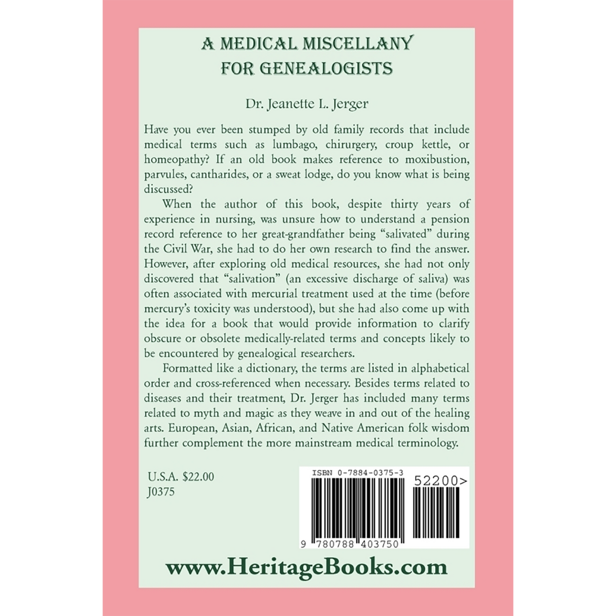 A Medical Miscellany for Genealogists back cover