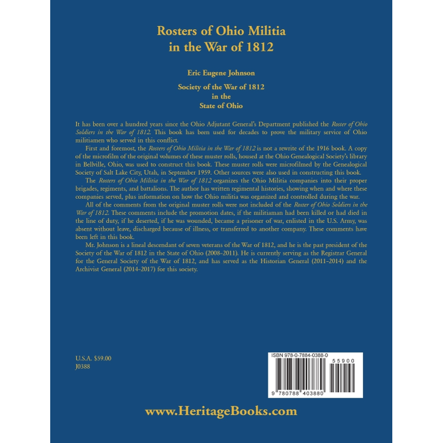 Rosters of Ohio Militia in the War of 1812 back cover