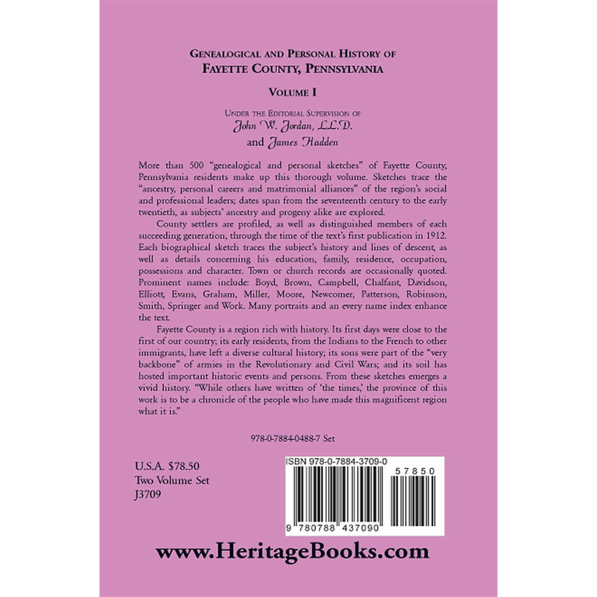 Genealogical and Personal History of Fayette County, Pennsylvania Volume 1 back cover
