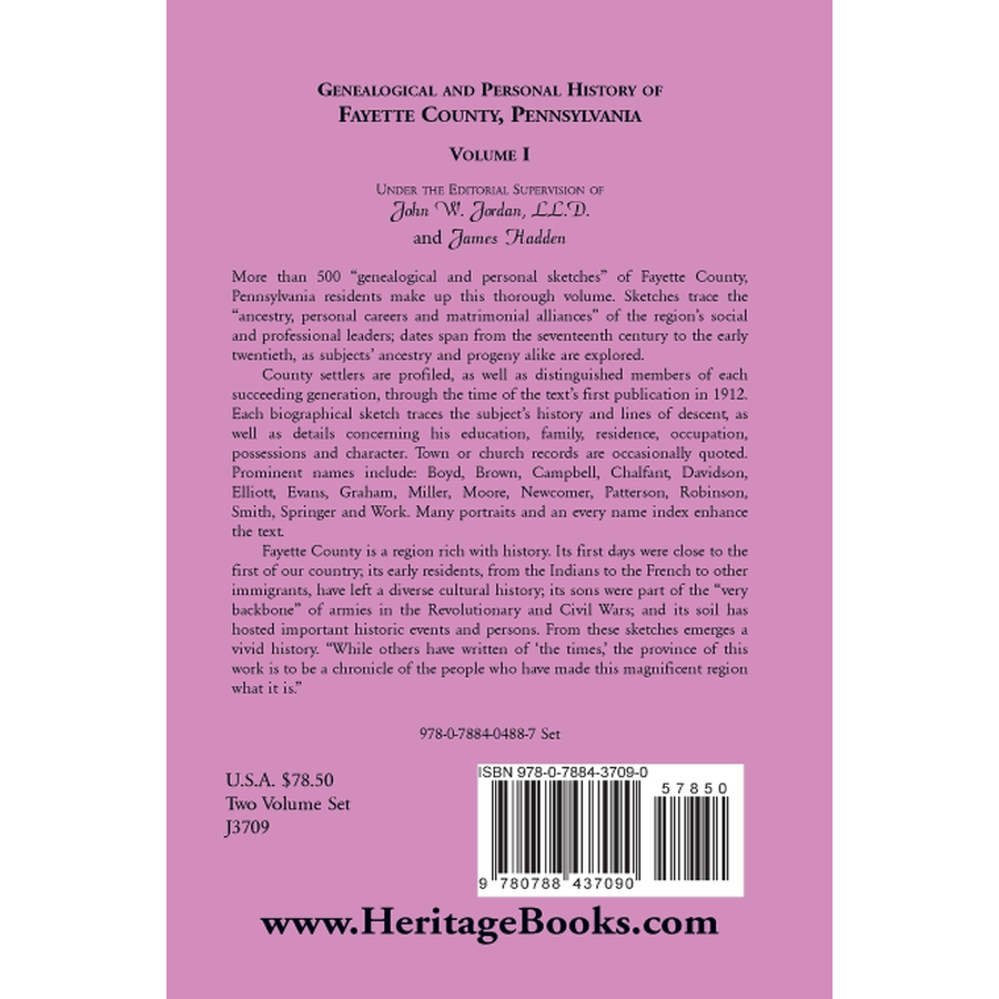 Genealogical and Personal History of Fayette County, Pennsylvania Volume 1 back cover