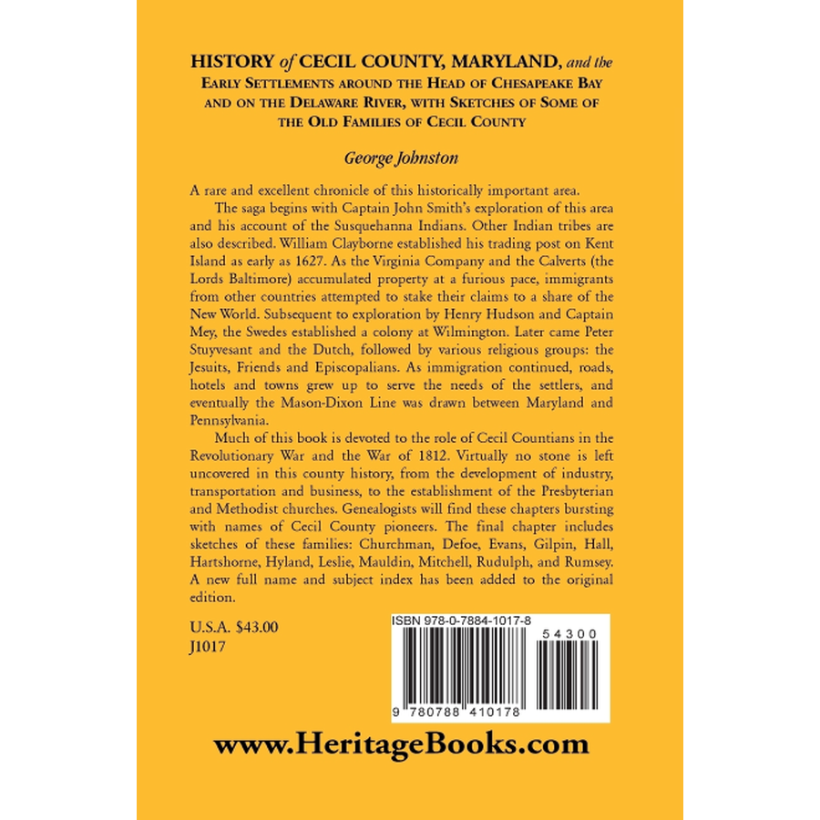 History of Cecil County, Maryland back cover