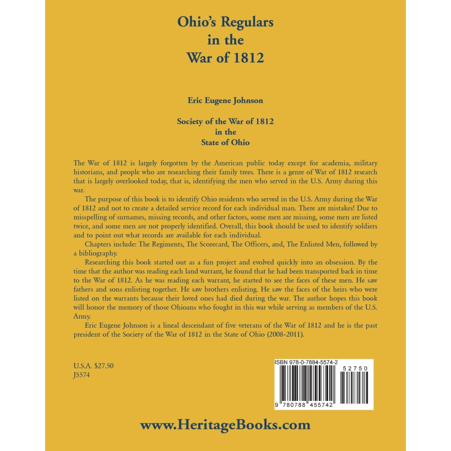 Ohio's Regulars in the War of 1812 back cover