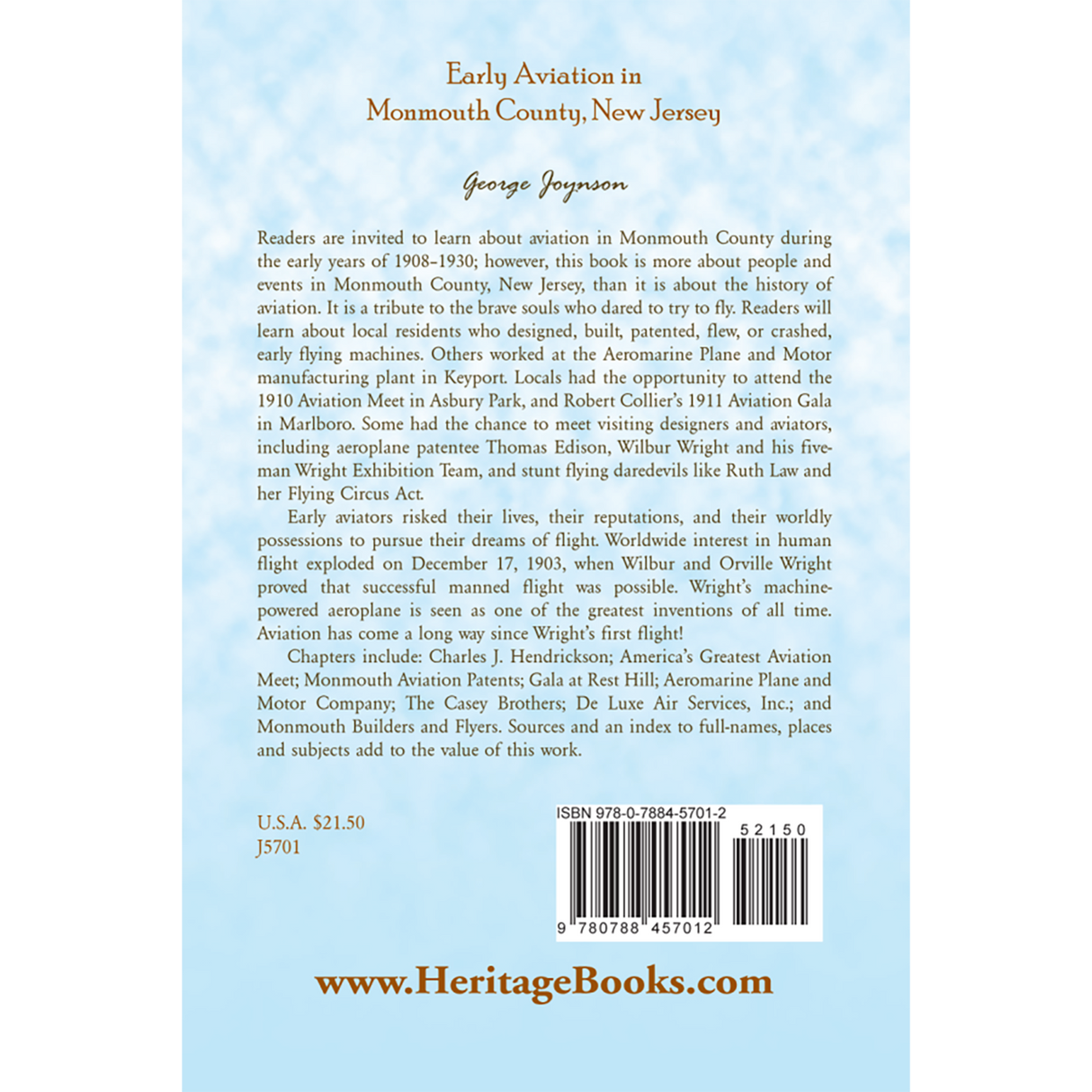 Early Aviation in Monmouth County, New Jersey back cover