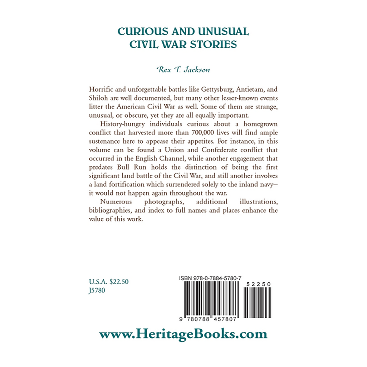 Curious and Unusual Civil War Stories back cover