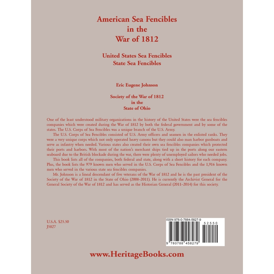 American Sea Fencibles in the War of 1812: United States Sea Fencibles, State Sea Fencibles back cover