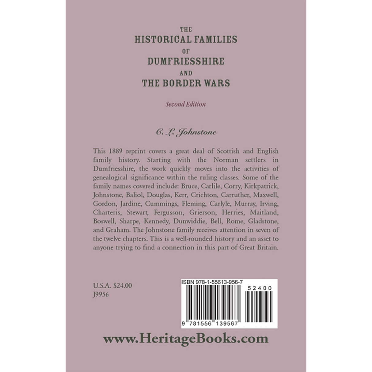 The Historical Families of Dumfriesshire and the Border Wars, 2nd Edition back cover