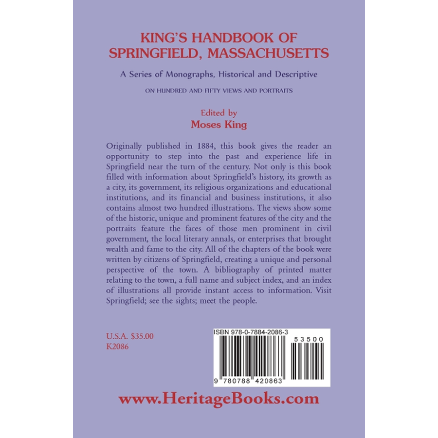King's Handbook of Springfield, Massachusetts-A Series of Monographs, Historical and Descriptive back cover
