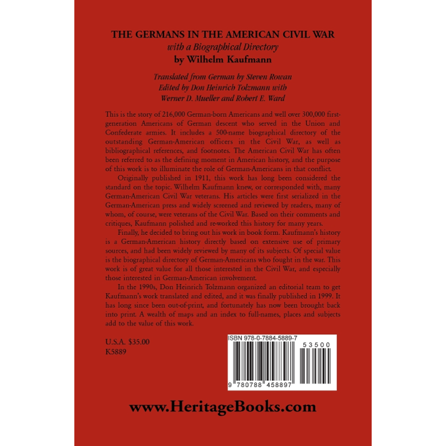 The Germans in the American Civil War with a Biographical Directory back cover