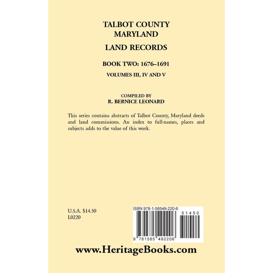 Talbot County, Maryland Land Records: Book 2, 1676-1691 back cover