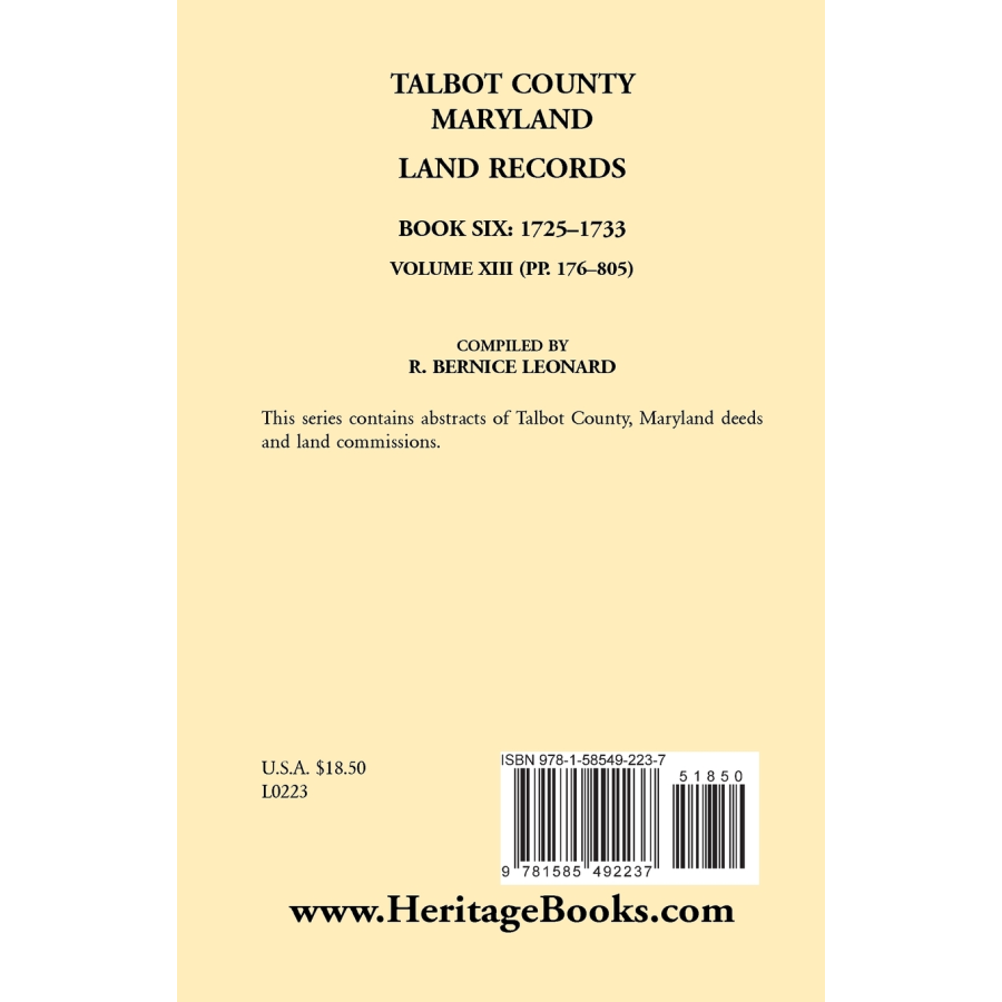 Talbot County, Maryland Land Records: Book 6, 1725-1732 back cover