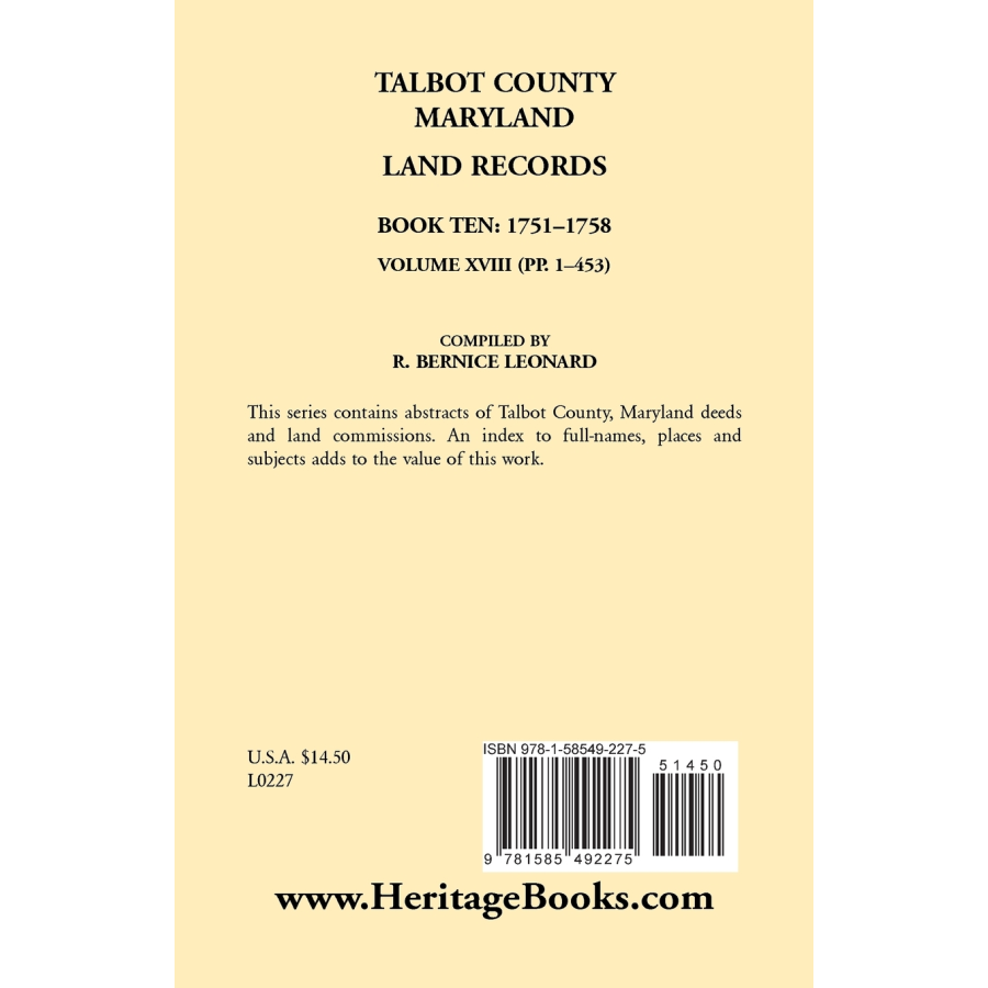 Talbot County, Maryland Land Records: Book 10, 1751-1758 back cover