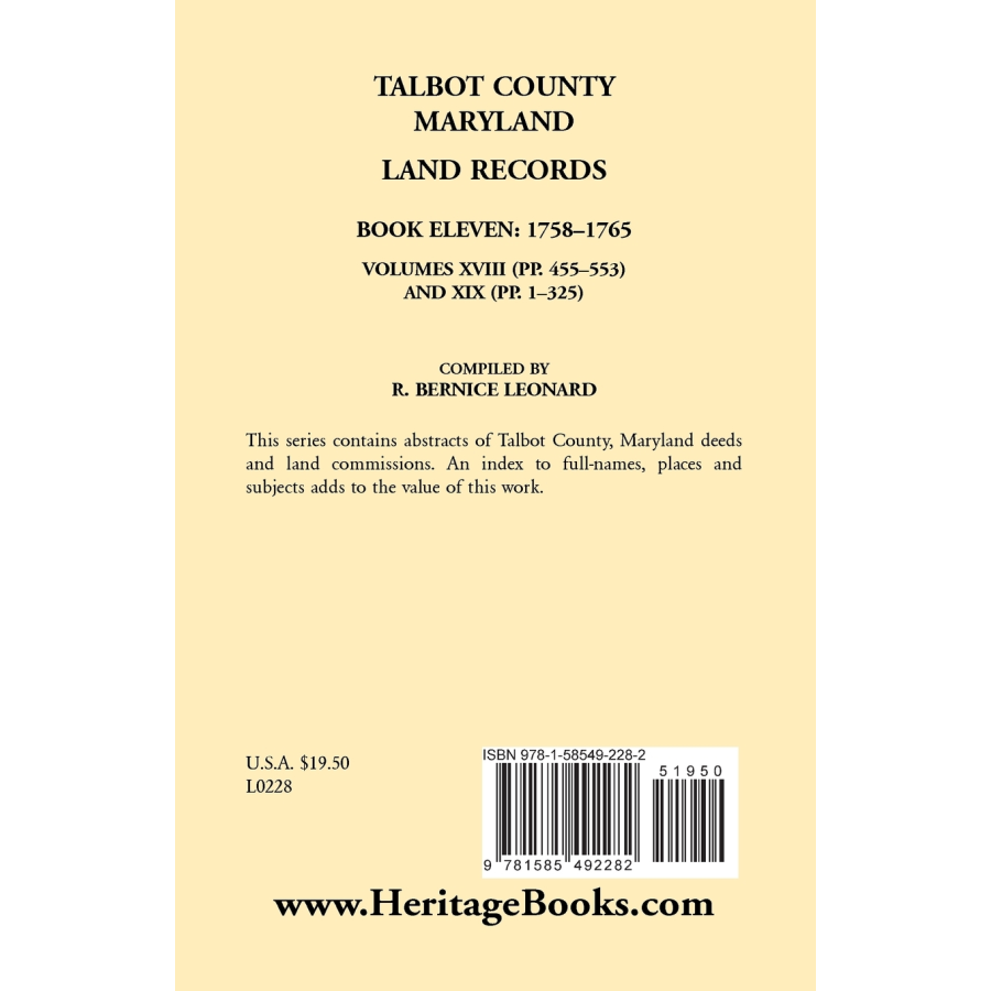 Talbot County, Maryland Land Records: Book 11, 1758-1765 back cover