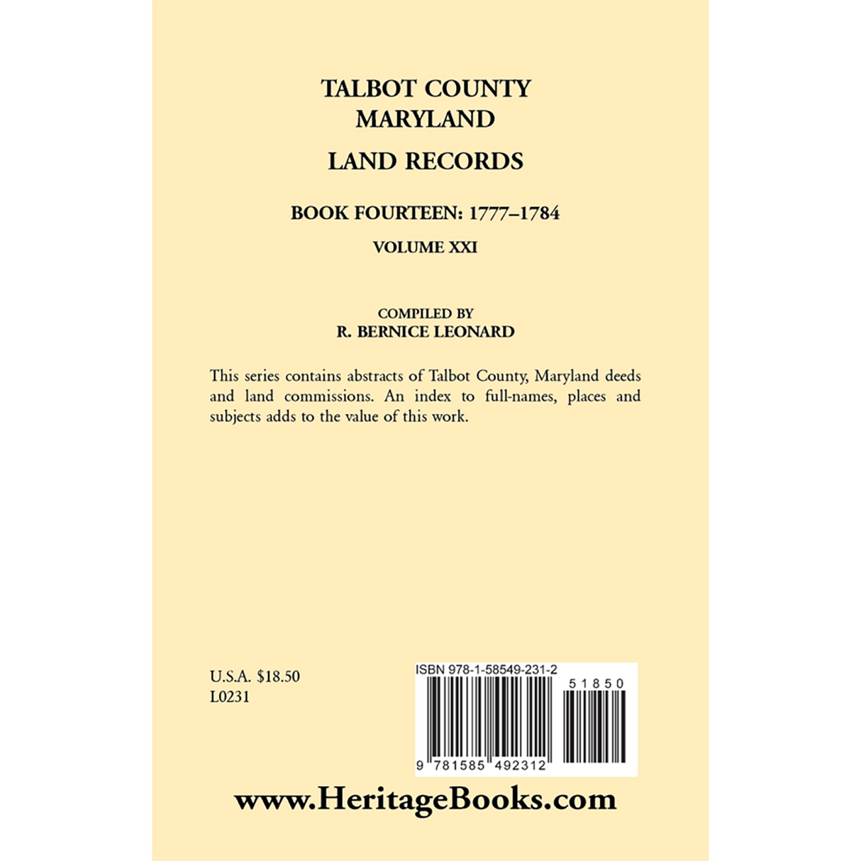Talbot County, Maryland Land Records: Book 14, 1777-1784 back cover