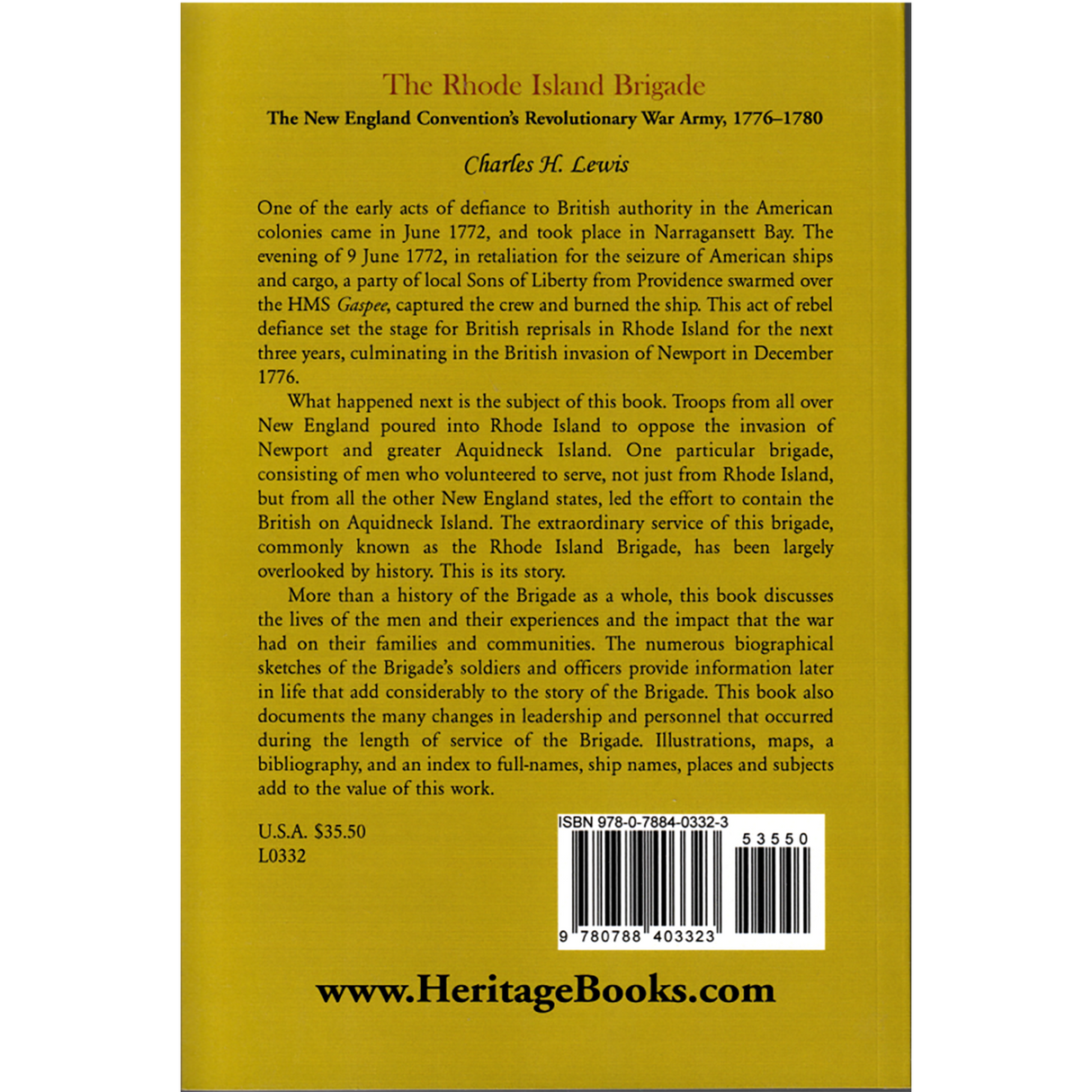 The Rhode Island Brigade: The New England Convention's Revolutionary War Army, 1776-1780 back cover