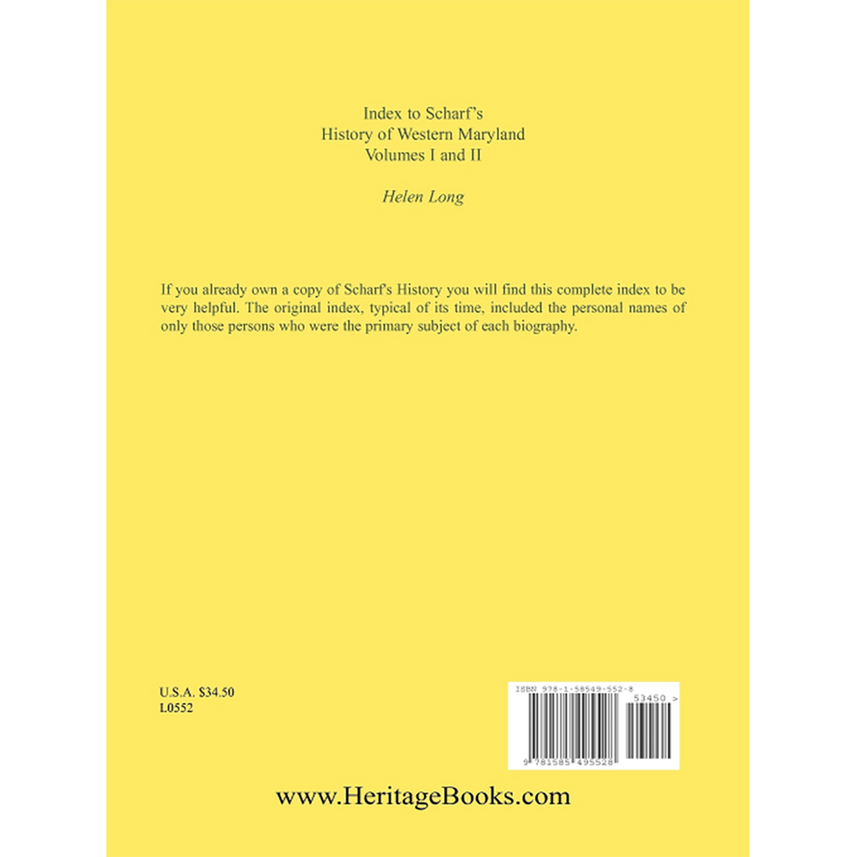 Index to the History of Western Maryland back cover