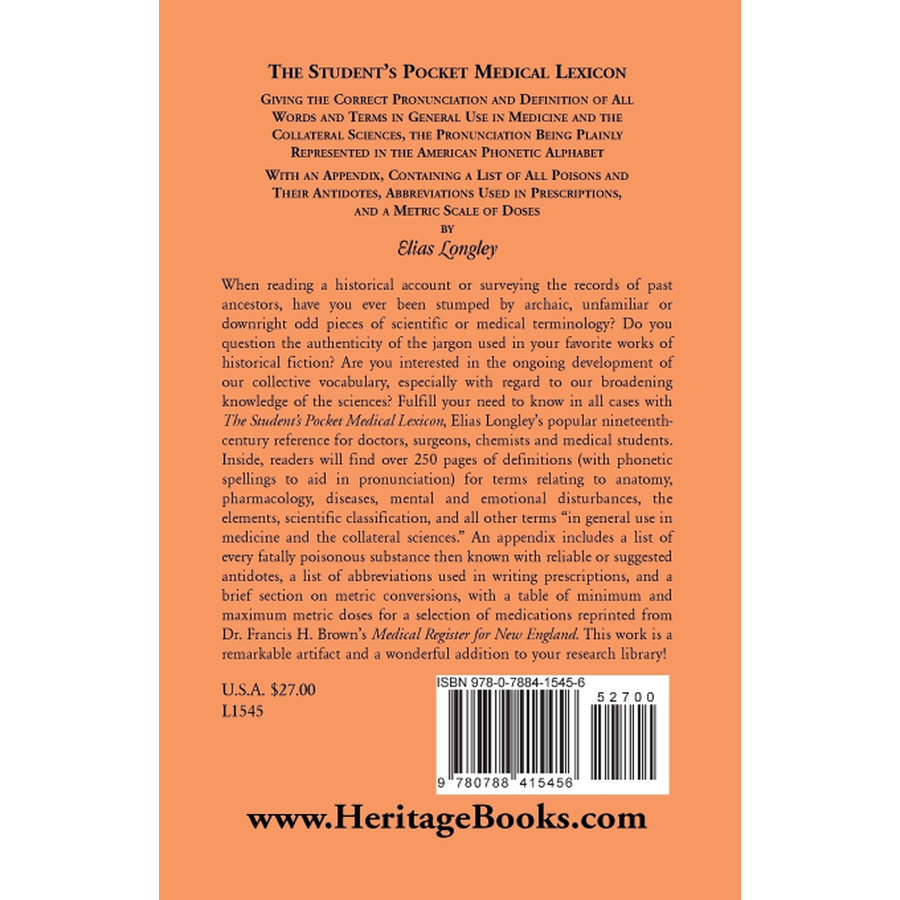 The Student's Pocket Medical Lexicon back cover