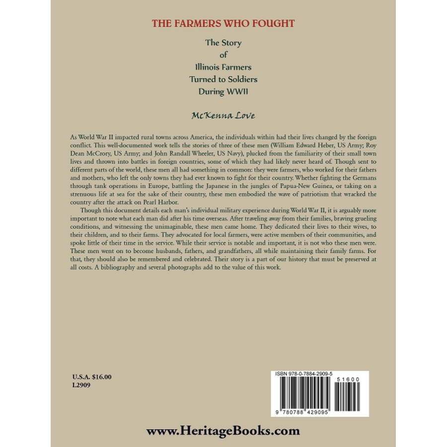 The Farmers Who Fought: The Story of Illinois Farmers Turned to Soldiers During WWII back cover