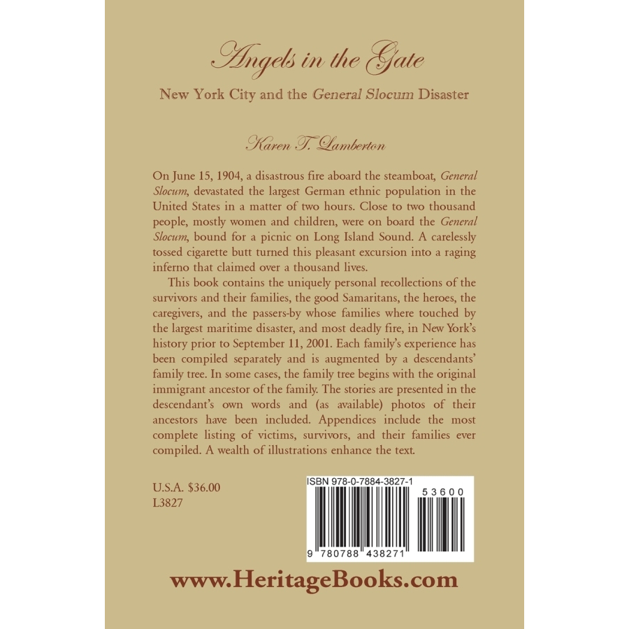 Angels in the Gate: New York City and the General Slocum Disaster back cover