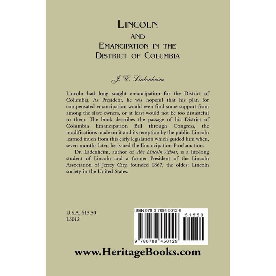 Lincoln and Emancipation in the District of Columbia back cover