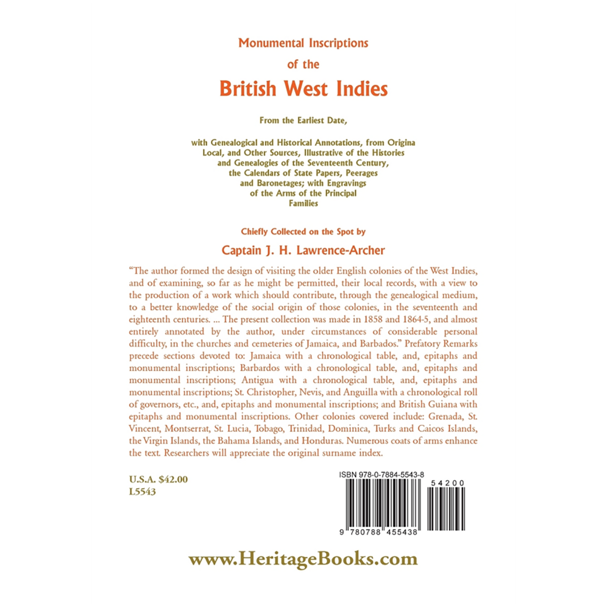 Monumental Inscriptions of the British West Indies back cover