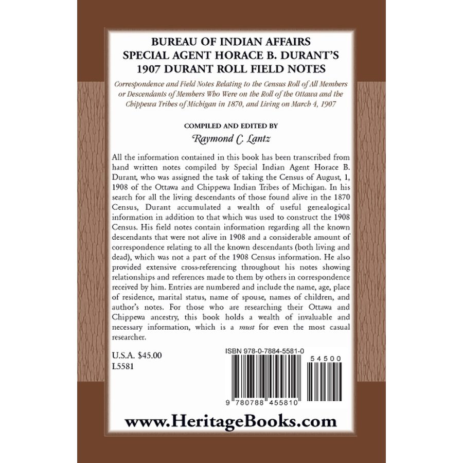 Bureau of Indian Affairs: Special Agent Horace B. Durant's 1907 Durant Roll Field Notes back cover