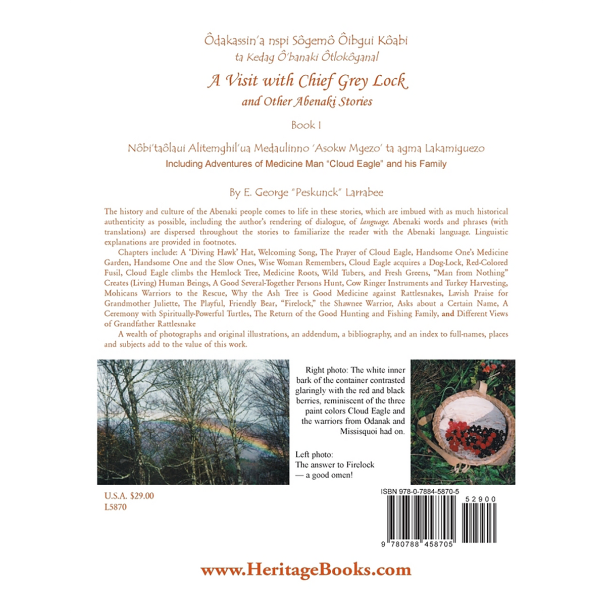 A Visit with Chief Grey Lock and Other Abenaki Stories, Book 1 back cover