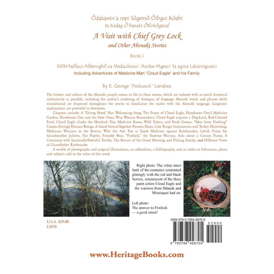 A Visit with Chief Grey Lock and Other Abenaki Stories, Book 1 back cover