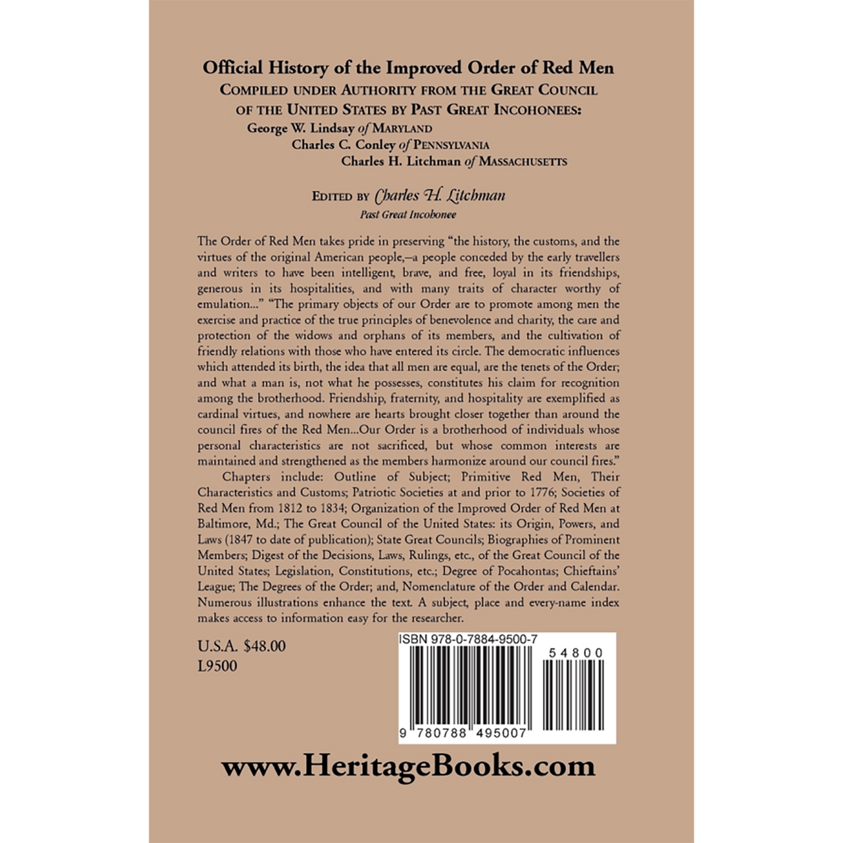 Official History of the Improved Order of Red Men back cover