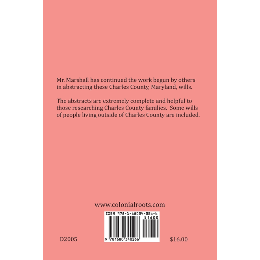 Charles County, Maryland Wills, 1818-1825, Will Book HB-14 back cover