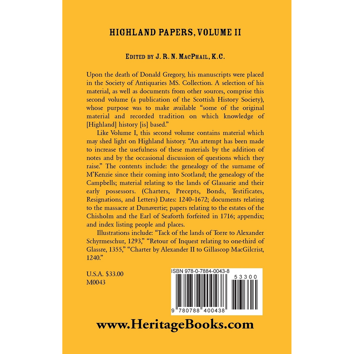 Highland Papers, Volume II back cover