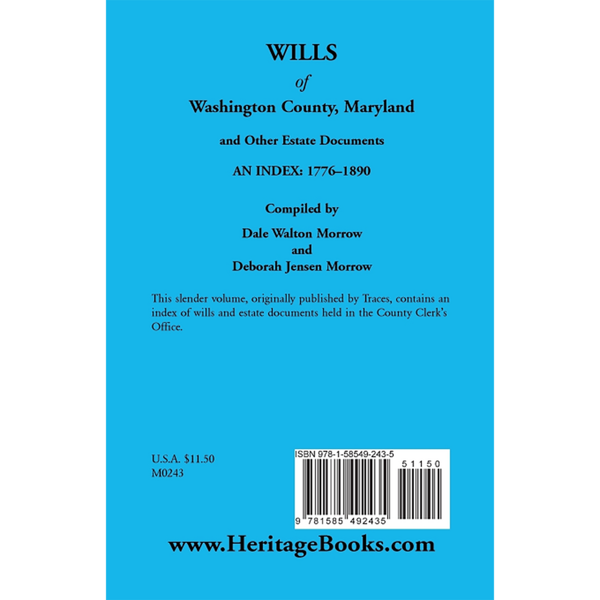 Wills of Washington County, Maryland 1776-1890 back cover