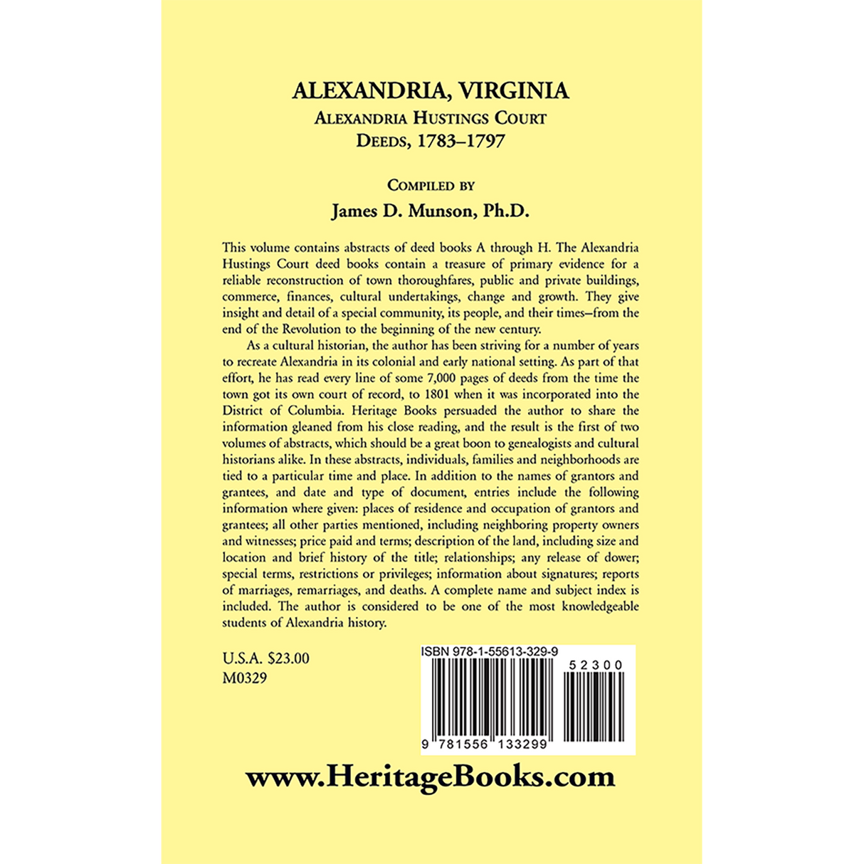 Alexandria, Virginia Hustings Court Deeds, 1783-1797 back cover
