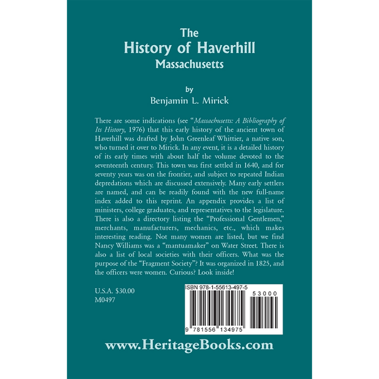The History of Haverhill, Massachusetts back cover