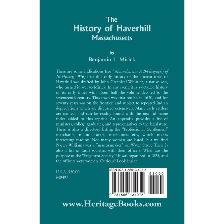 The History of Haverhill, Massachusetts back cover