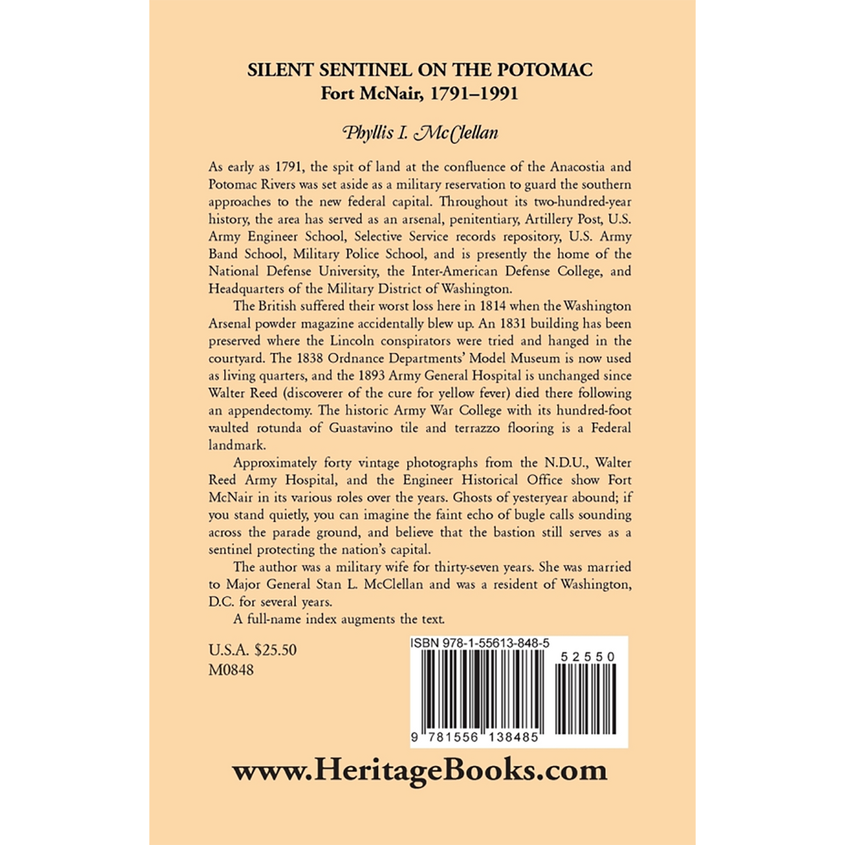 Silent Sentinel on the Potomac: Fort McNair, 1791-1991 back cover