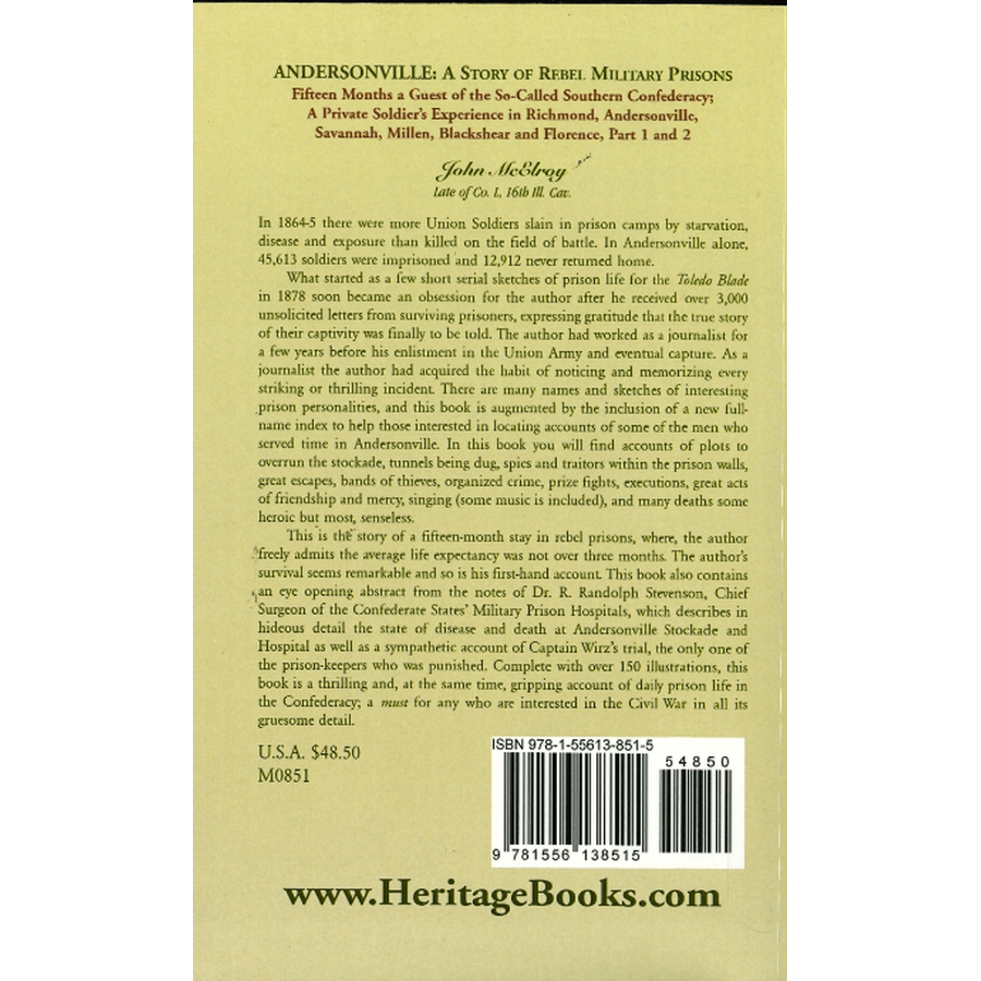 Andersonville: A Story of Rebel Military Prisons, Part 1 and 2 back cover