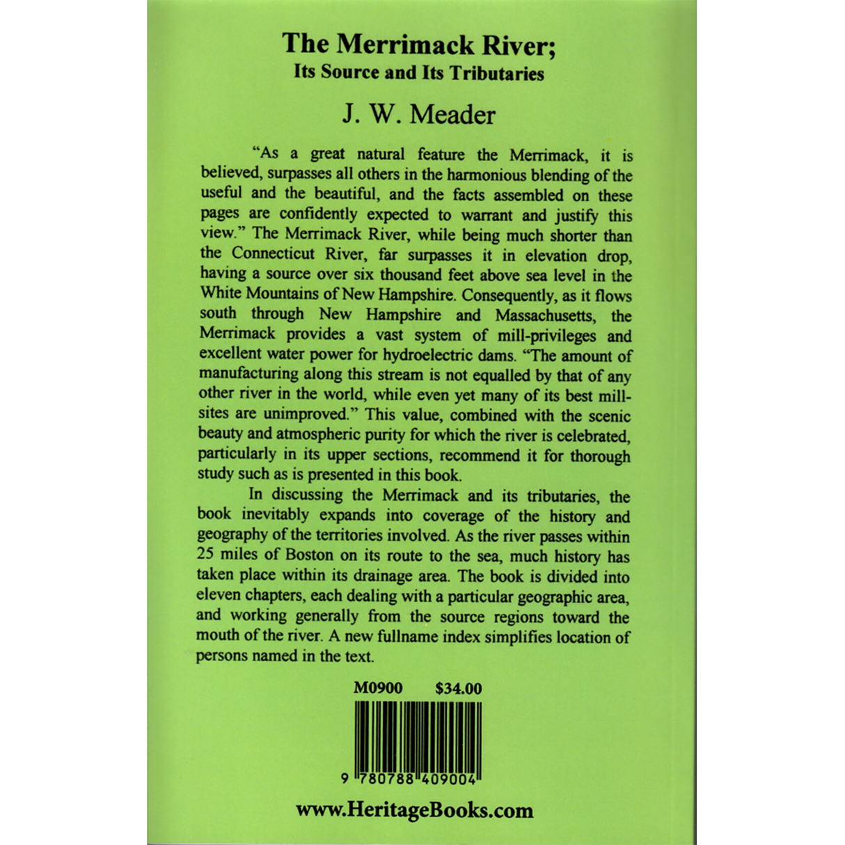 The Merrimack River, Its Source and Tributaries back cover