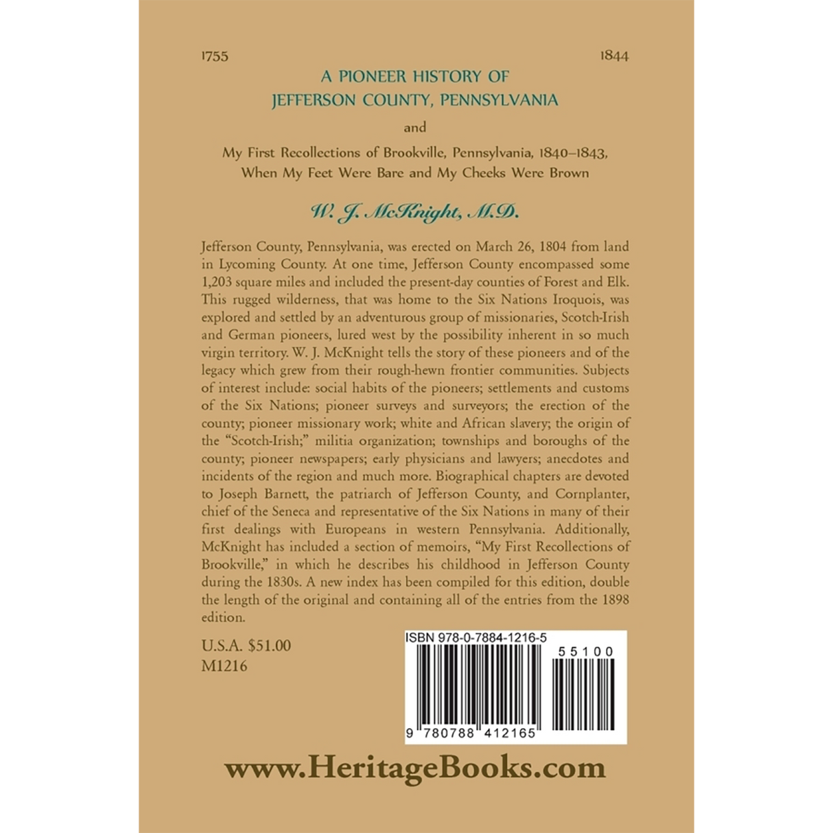 A Pioneer History of Jefferson County, Pennsylvania back cover