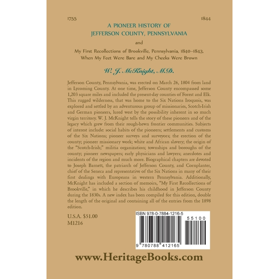 A Pioneer History of Jefferson County, Pennsylvania back cover