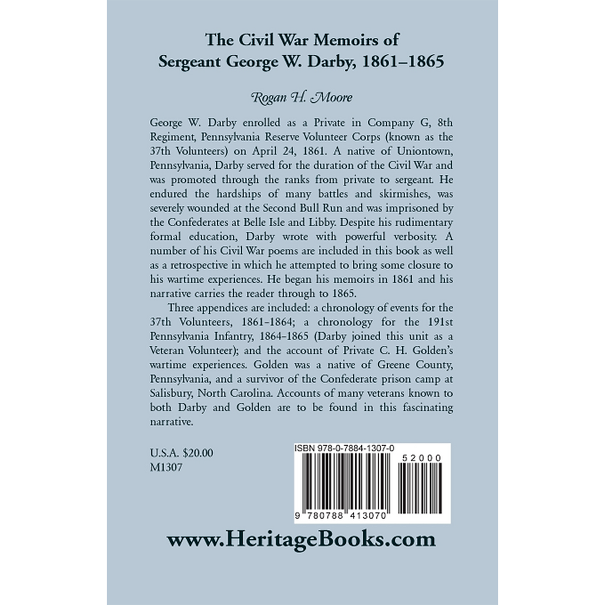 The Civil War Memoirs of Sergeant George W. Darby back cover