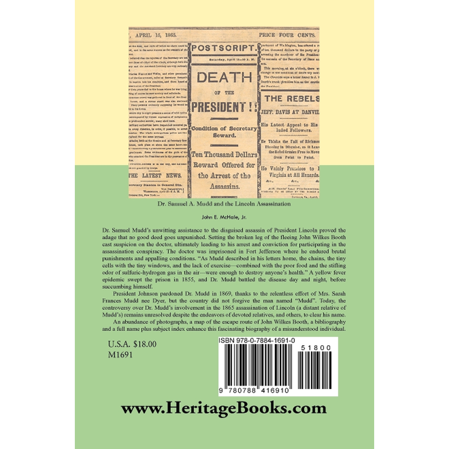 Dr. Samuel A. Mudd and the Lincoln Assassination back cover