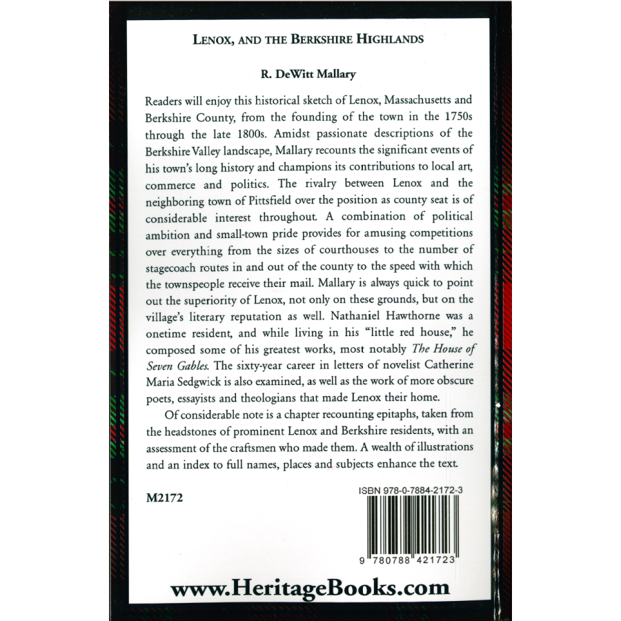 Lenox, and the Berkshire Highlands back cover