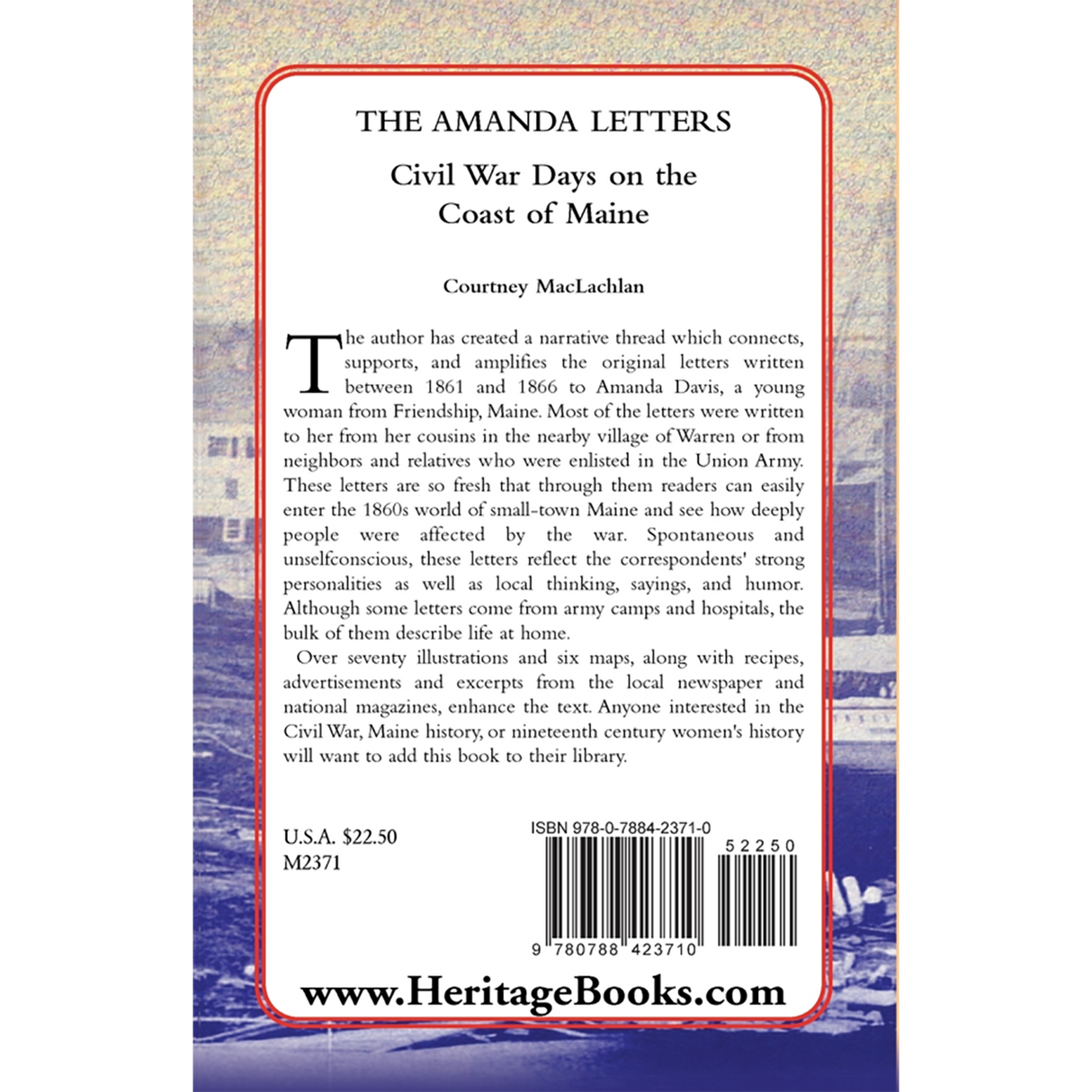 The Amanda Letters: Civil War Days on the Coast of Maine back cover