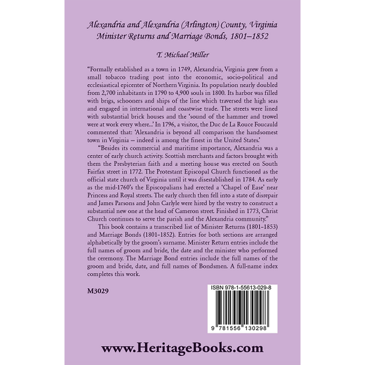 Alexandria and Alexandria (Arlington) County, Virginia Minister Returns and Marriage Bonds, 1801-1852 back cover
